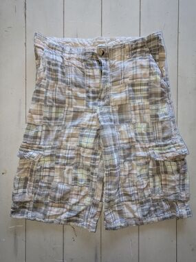 Boy Greendog Plaid Cargo Shorts - Size 16